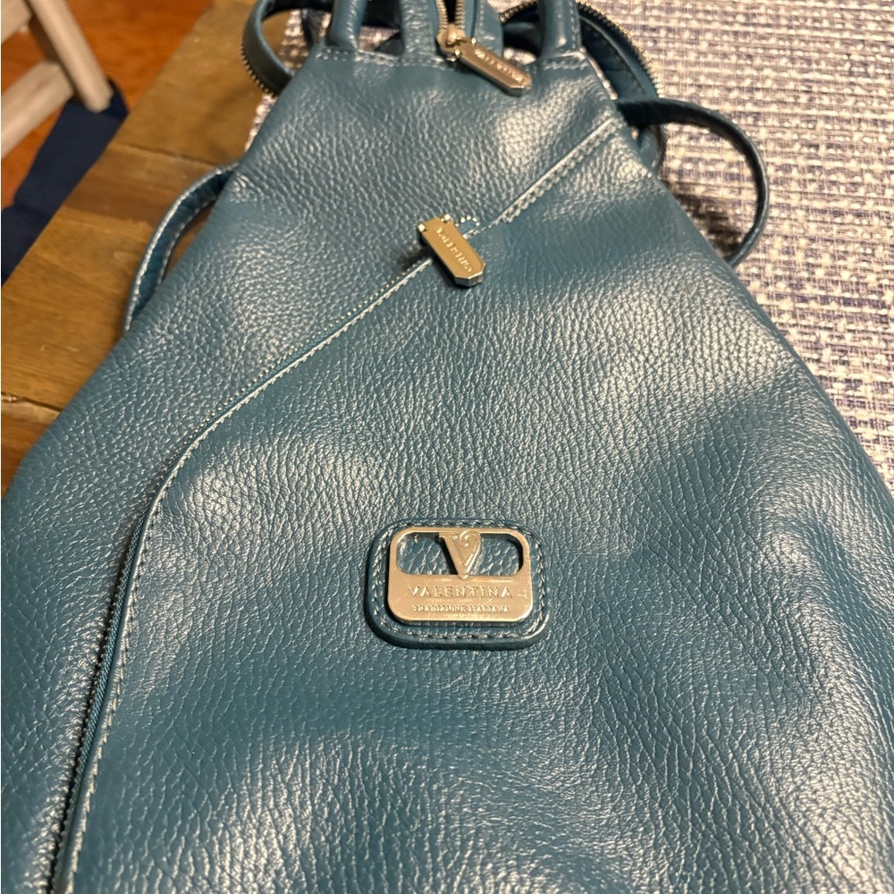 Valentina Teal Leather Backpack